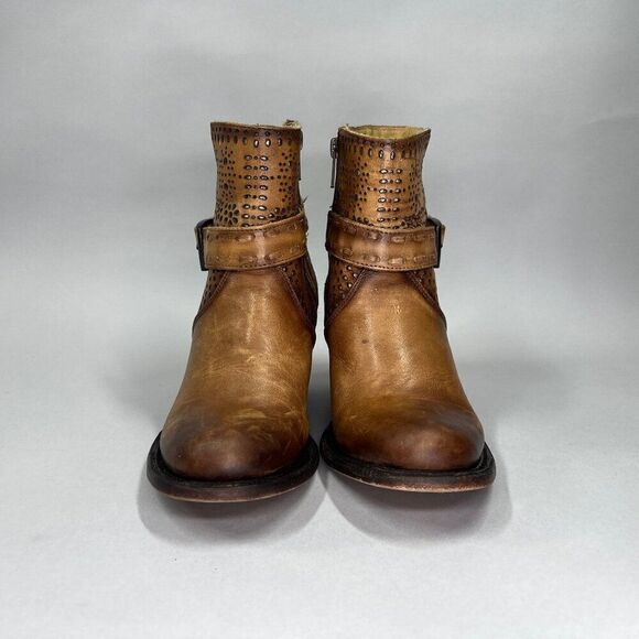 J.B. Dillon Women's Size 6.5 Brown Leather Western Ankle Boots - Picture 2 of 11